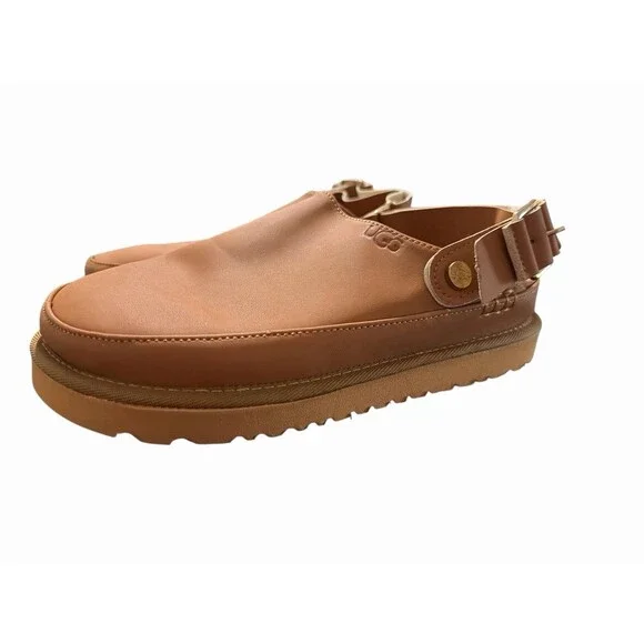 UGG GOLDENSTAR VILLA CLOG CHESTNUT SUEDE PLATFORM WOMEN'S SANDALS SIZE US 6 - Picture 2 of 7